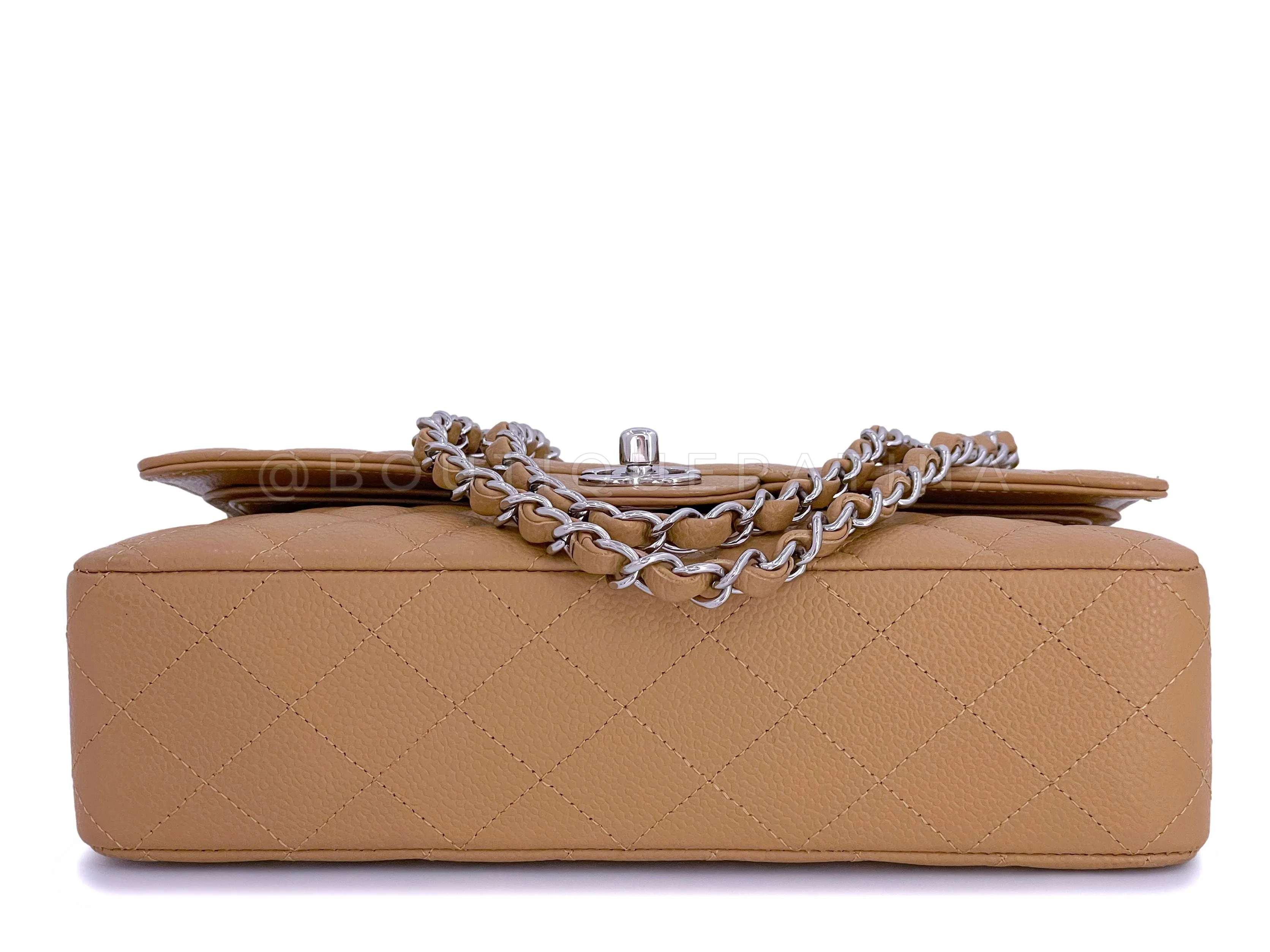 Chanel Beige Caviar Medium Classic Double Flap Bag SHW