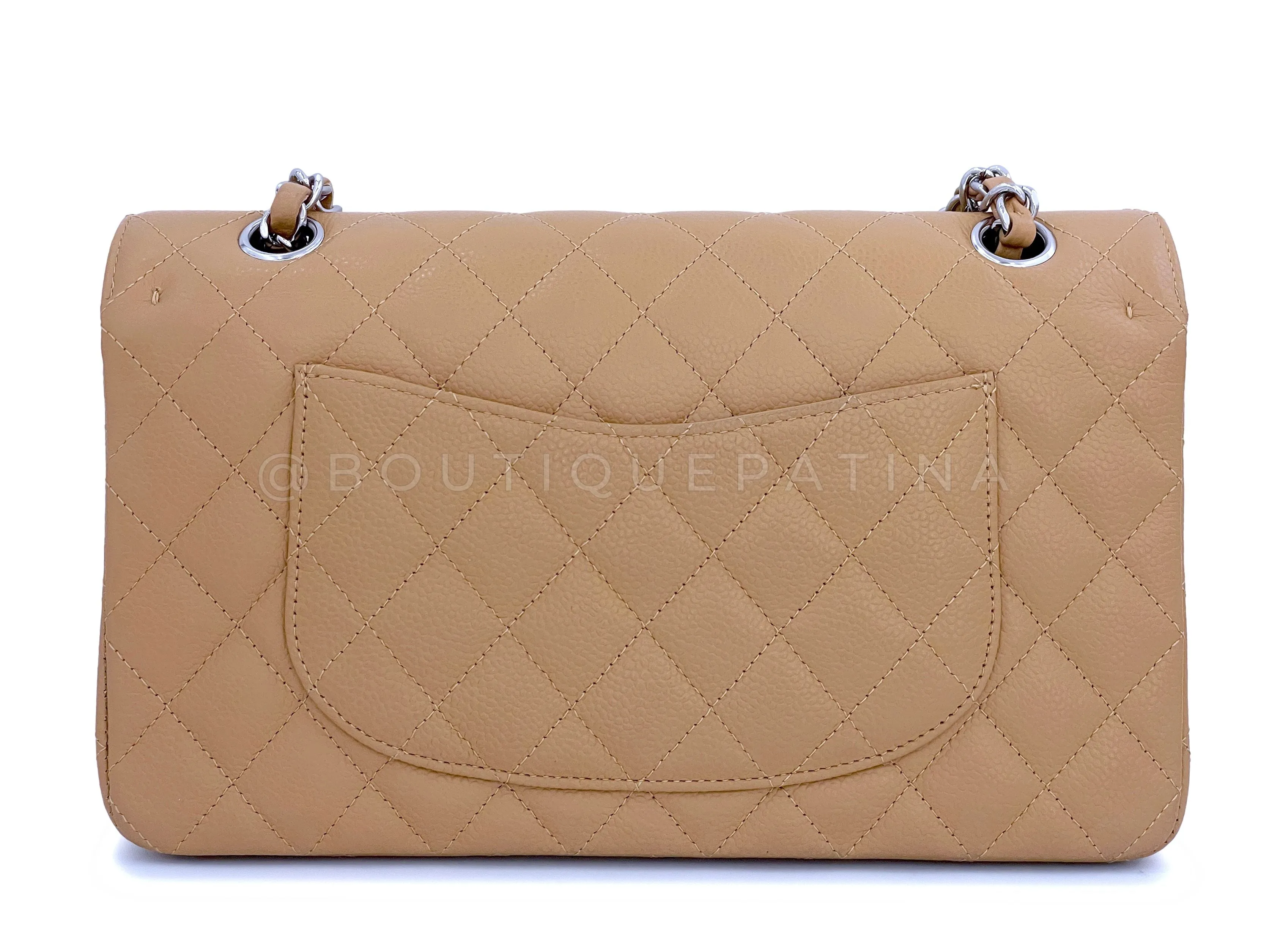 Chanel Beige Caviar Medium Classic Double Flap Bag SHW