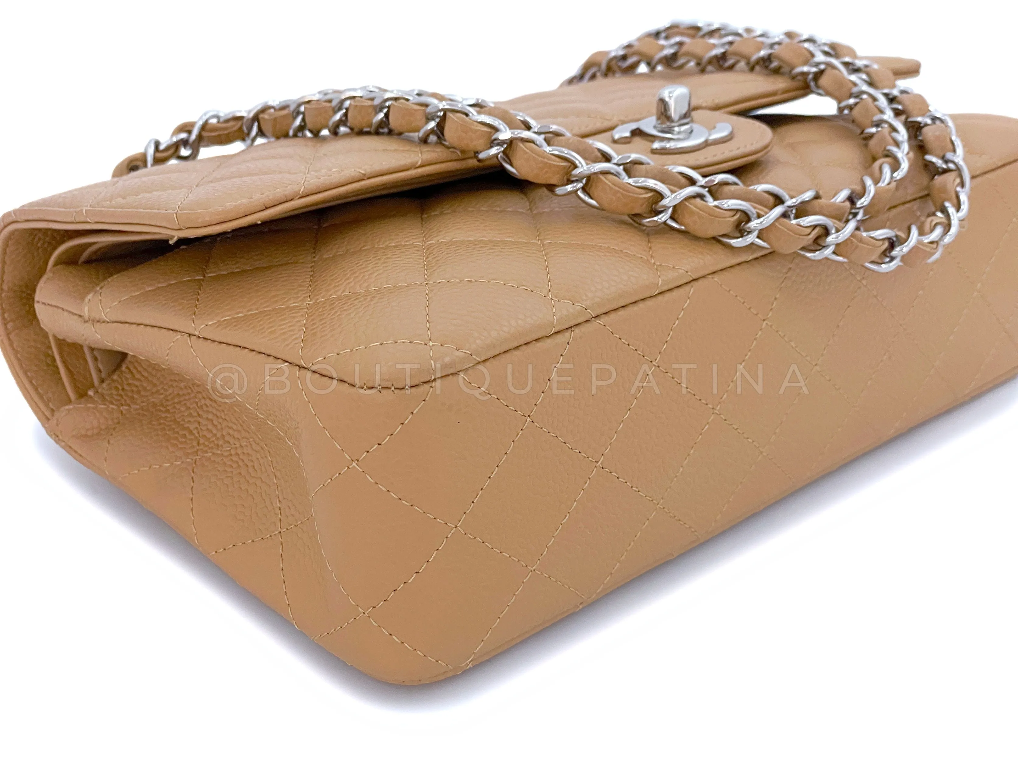 Chanel Beige Caviar Medium Classic Double Flap Bag SHW