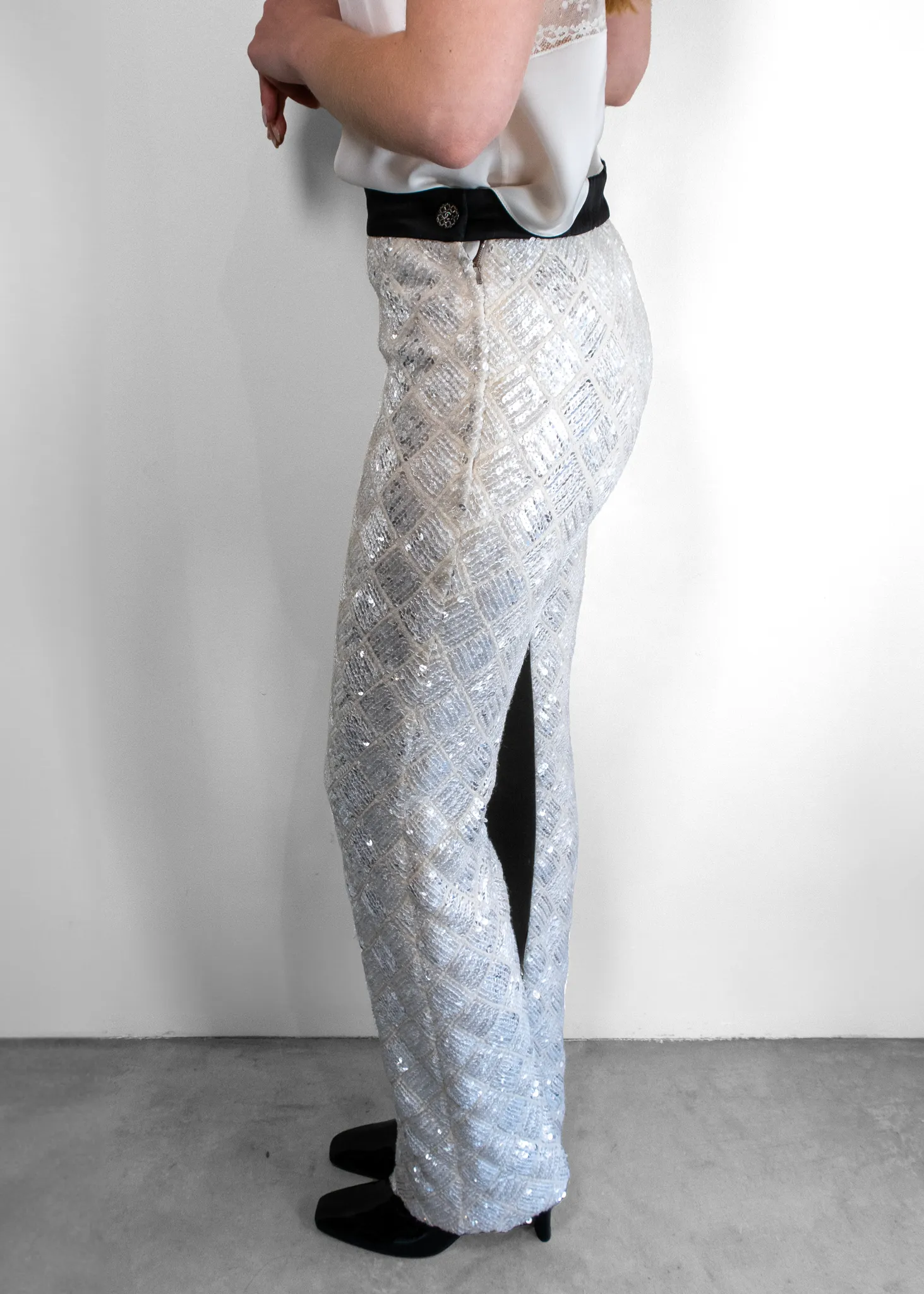 Chanel White Sequin Pants