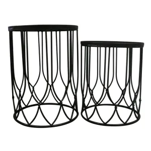Chang Artistic Geometric Metal Side Table Set - Burnt Gold