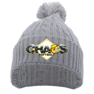 Chaos - CABLE KNIT POM-POM BEANIE with Chaos Logo - Silver (643K)