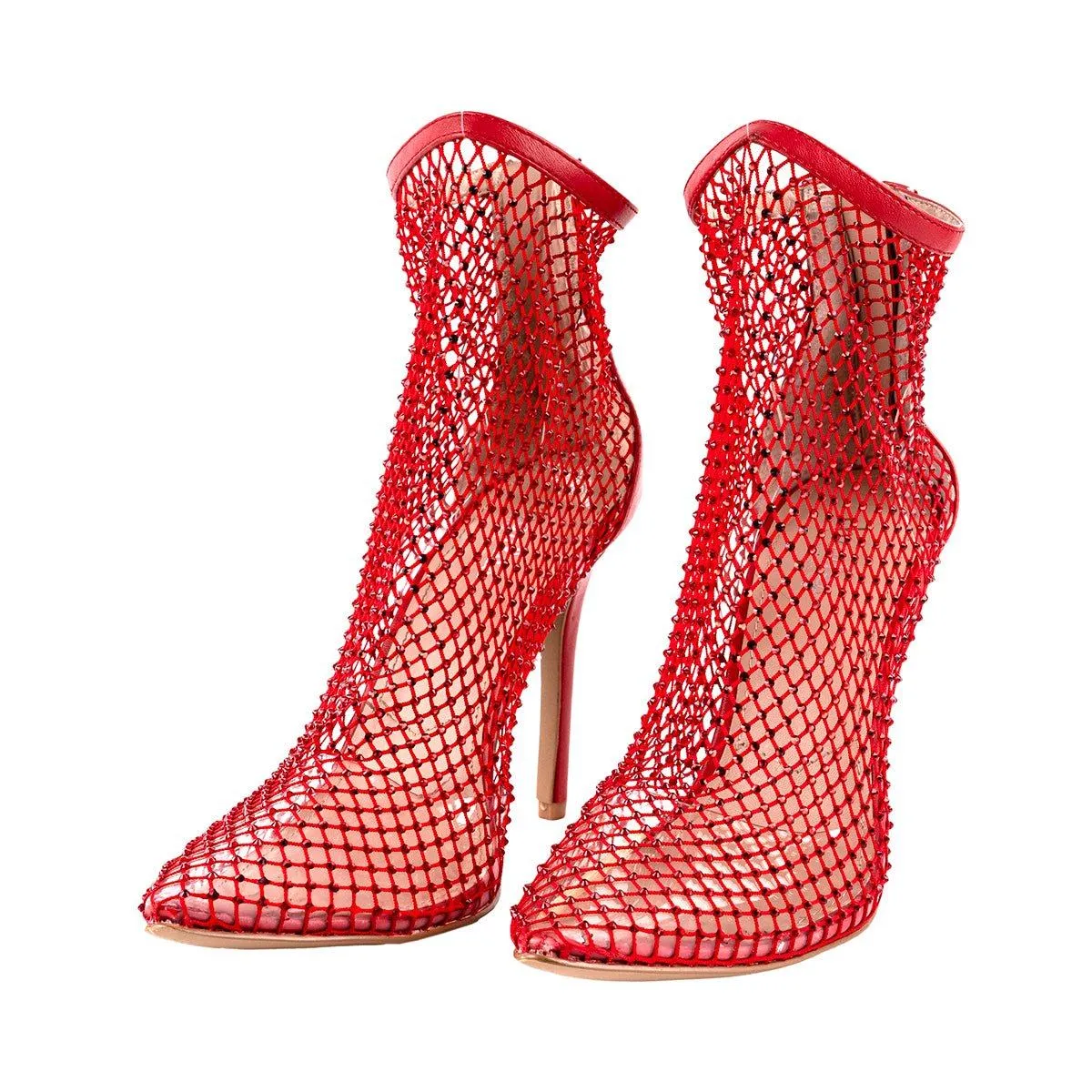Charles David Charles By Afterhours Ankle Boots Mesh Fabric Red Colour For Women