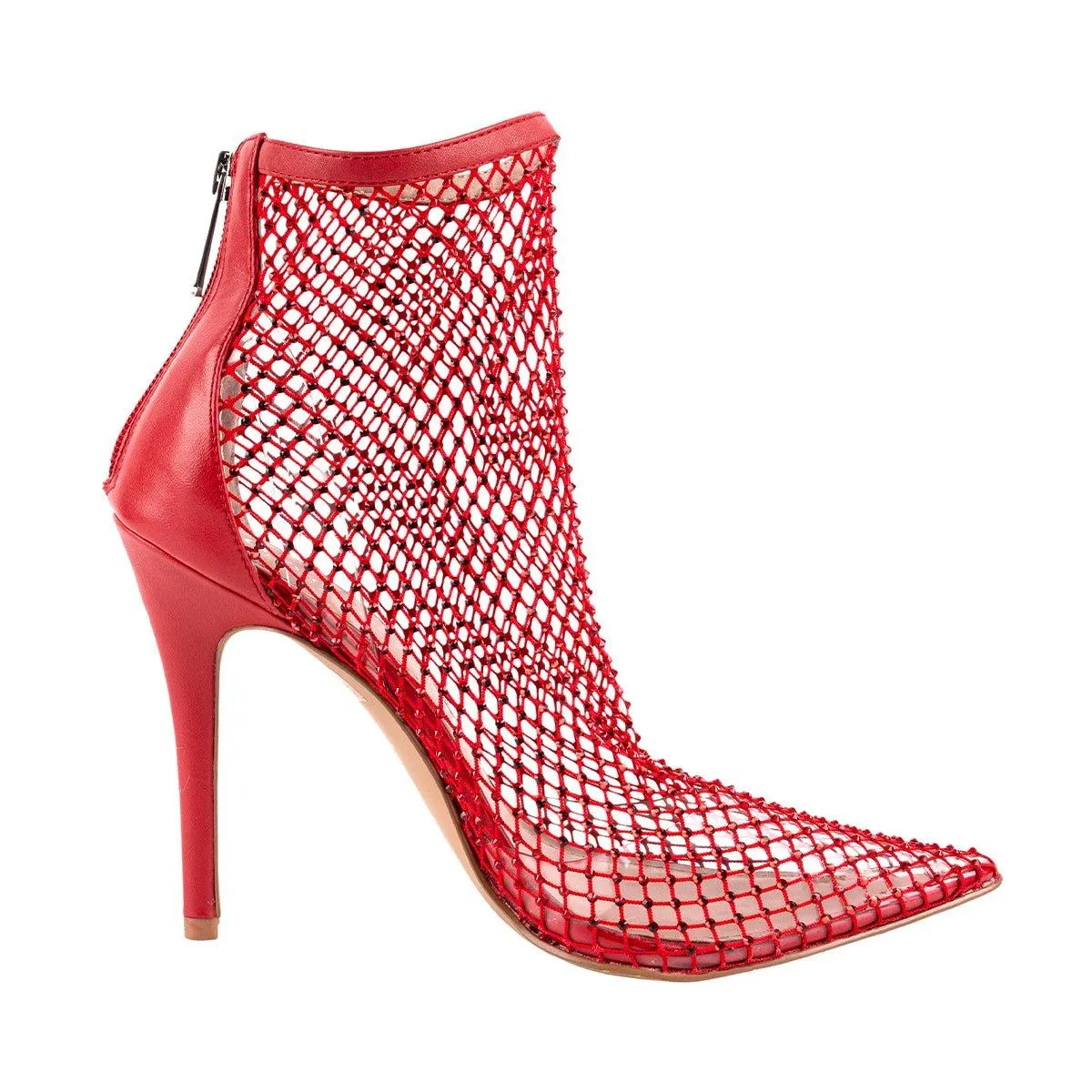 Charles David Charles By Afterhours Ankle Boots Mesh Fabric Red Colour For Women