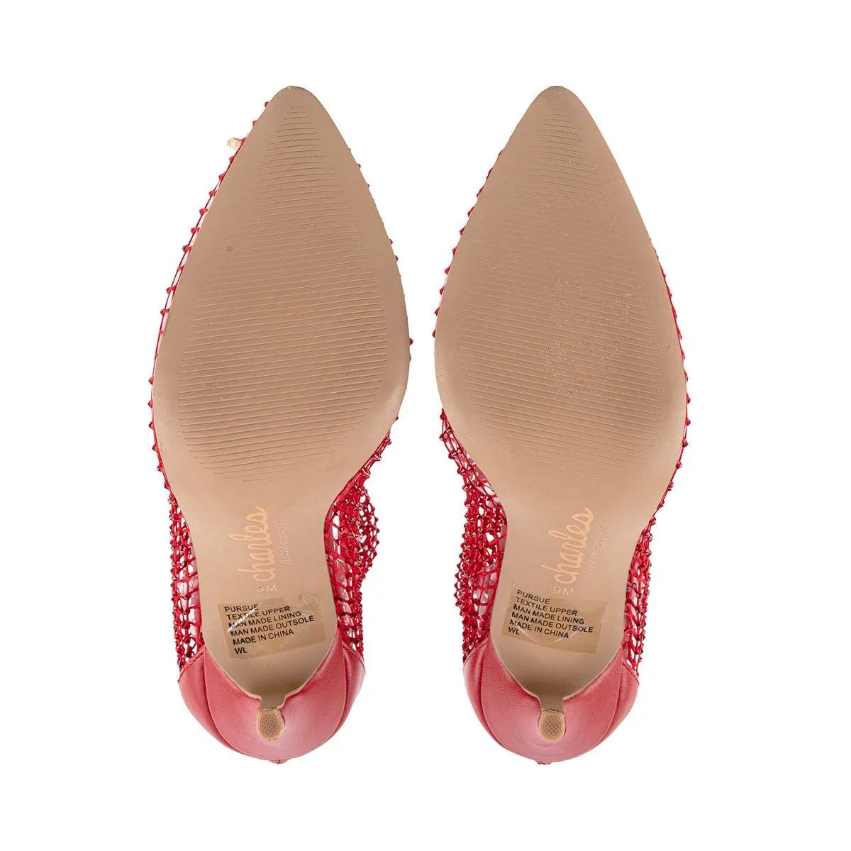 Charles David Charles By Afterhours Ankle Boots Mesh Fabric Red Colour For Women