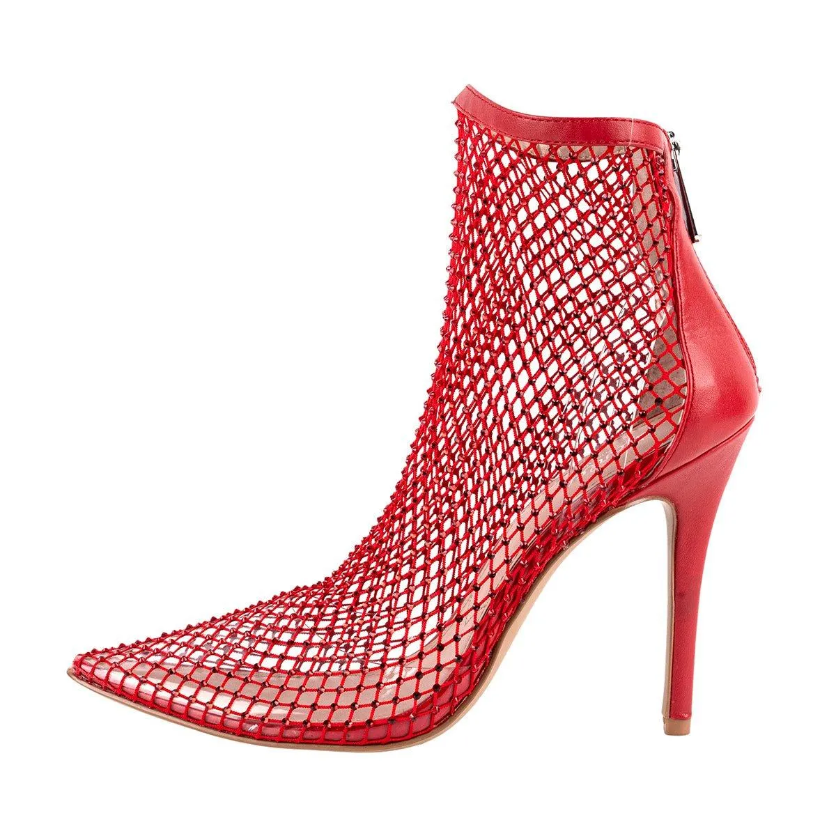 Charles David Charles By Afterhours Ankle Boots Mesh Fabric Red Colour For Women