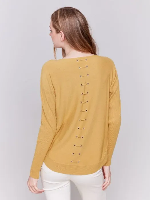 CHARLIE B PLUSHY KNIT CREW-NECK SWEATER - AMBER YELLOW - C2170W464A224