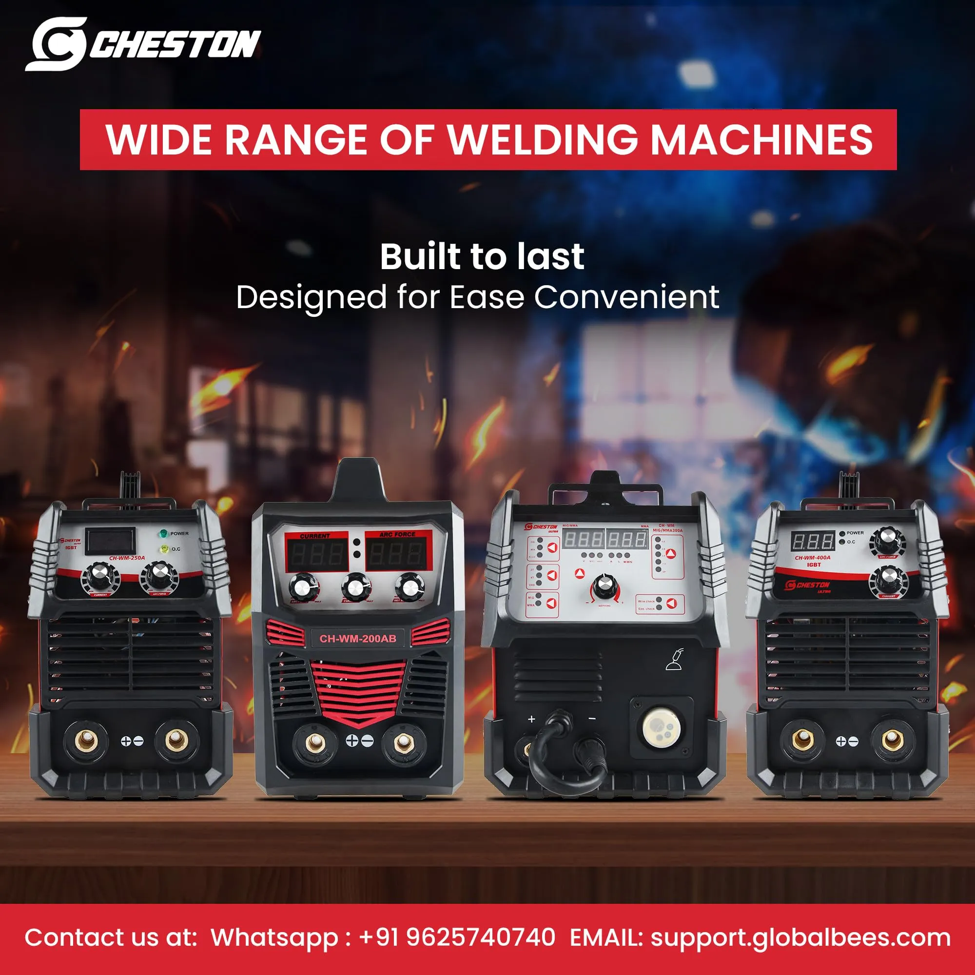 Cheston Ultra 250A Inverter Arc Welding Machine (MMA) LED Display Hot Start Welder Tool with Welding Mask, Welding Rods & Other Accessories for Steel, Iron, Aluminium, Copper & all other Metals