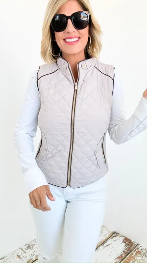 Chic Quilted Vest- Beige