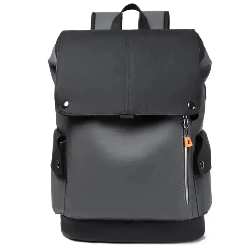 Chic Waterproof PU Leather Laptop Backpack with USB Charging for Professionals