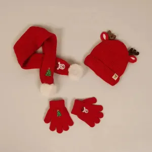 Children's Fleece-lined Scarf Gloves Fleece-lined Three-piece Set