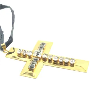 Christian Lacroix Gold Cross Pendant with Crystals