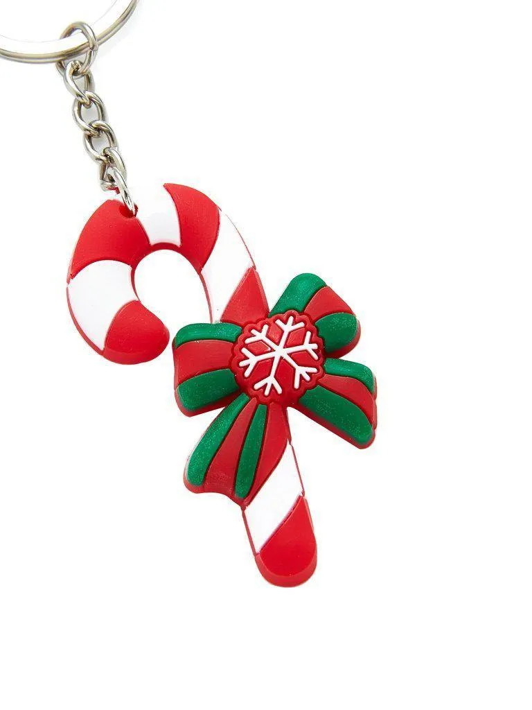 Christmas Snowflake Pattern Color Block Keychain
