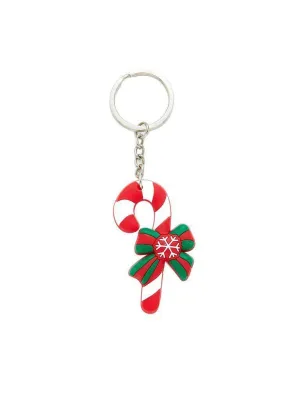 Christmas Snowflake Pattern Color Block Keychain