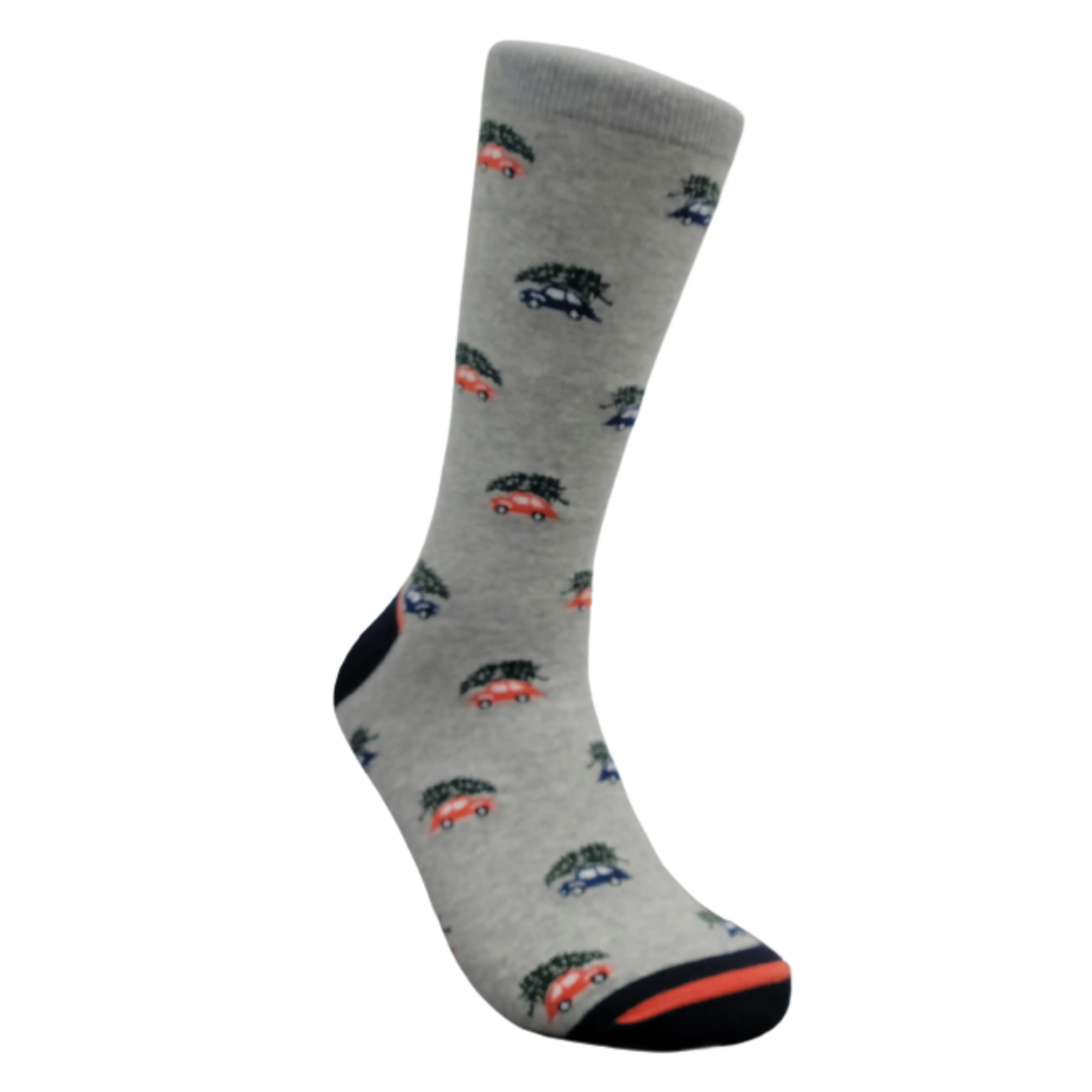 Christmas Tree on a Car Socks from the Sock Panda (Adult Large - Men's Shoe Sizes 8-12)
