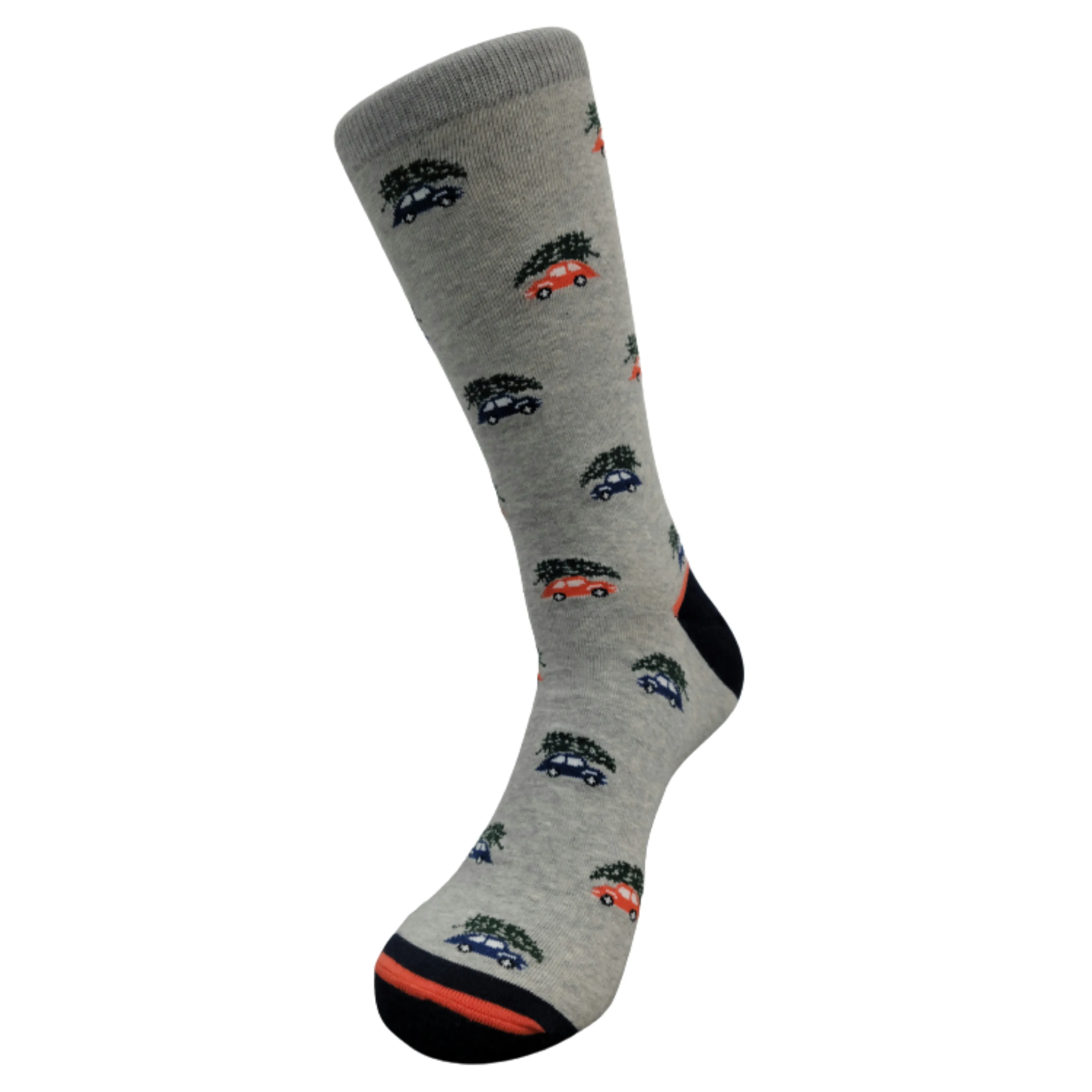 Christmas Tree on a Car Socks from the Sock Panda (Adult Large - Men's Shoe Sizes 8-12)