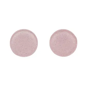 Circle Glitter Resin Stud Earrings - Light Pink