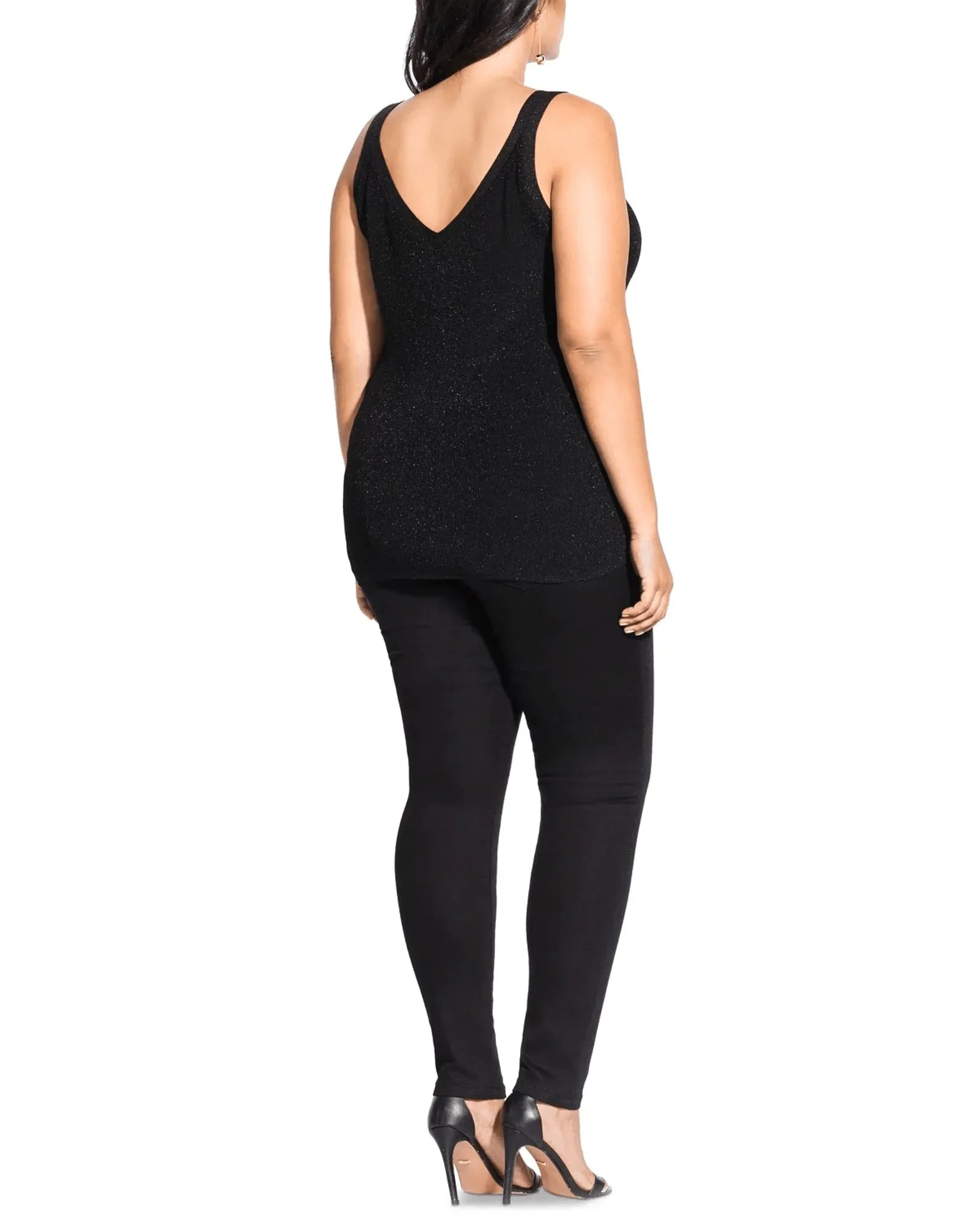City Chic Women's Trendy Plus Size V-Neck Knit Top Black Size 22W | Black