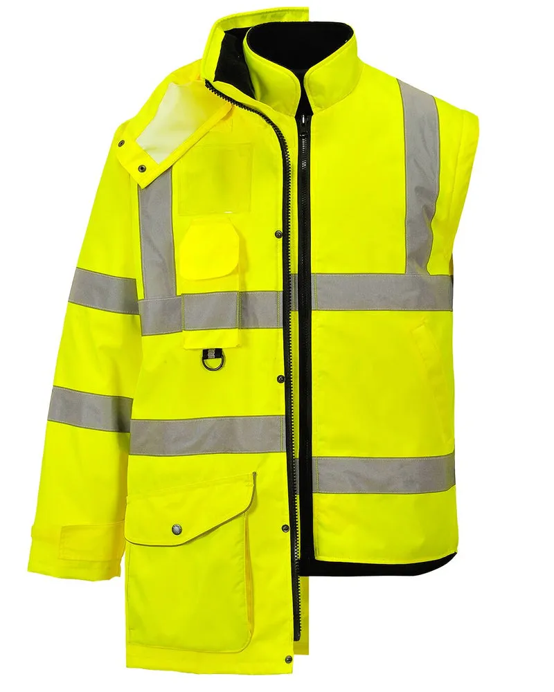 Class 3 Portwest Yellow Hi-Vis 7-in-1 Traffic Jacket