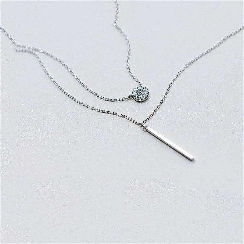 Classy Disc & Bar Layered Necklace