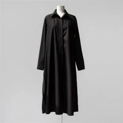 Classy Women Plus Sizes Pleated Long Shirt Dresses