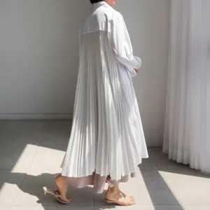 Classy Women Plus Sizes Pleated Long Shirt Dresses