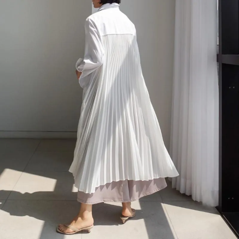 Classy Women Plus Sizes Pleated Long Shirt Dresses