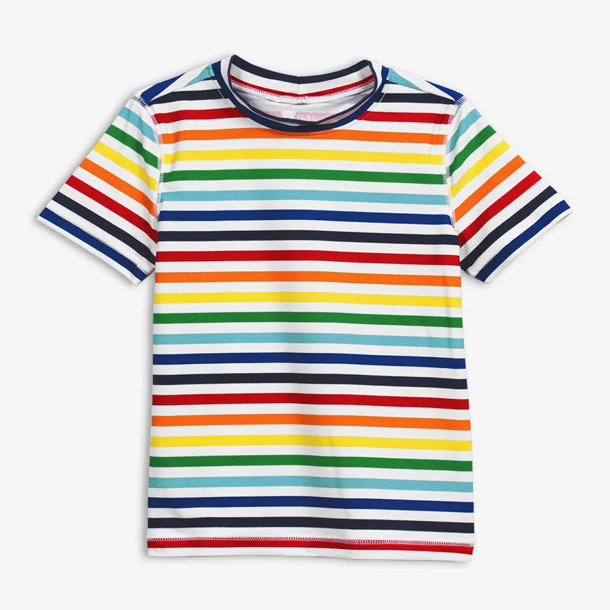 Clearance short sleeve rash guard in rainbow stripe