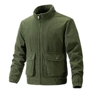 Cloudstyle Mens Jacket Stand Collar Solid Color Striped Warm Winter Coat Zipper Closure