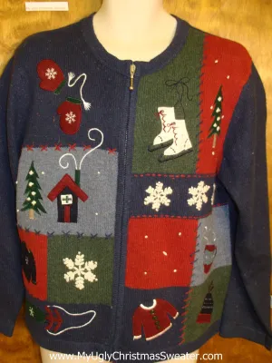 Cocoa and Ice Skates Horrible Christmas Sweater