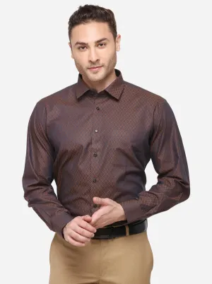 Coffee Striped Regular Fit Formal Shirt | Greenfibre