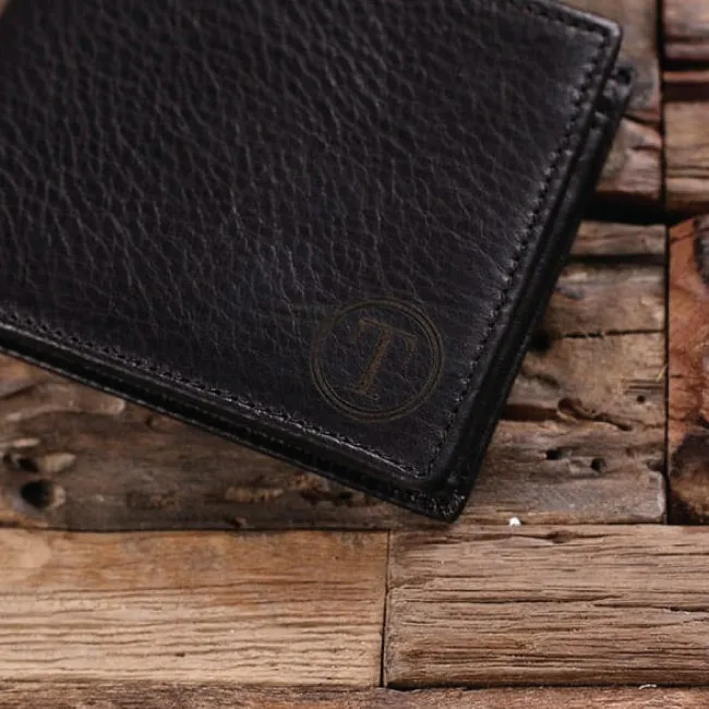 Coin Wallet Personalized Monogrammed Engraved Leather Bifold Men's Wallet Zipper Without Box