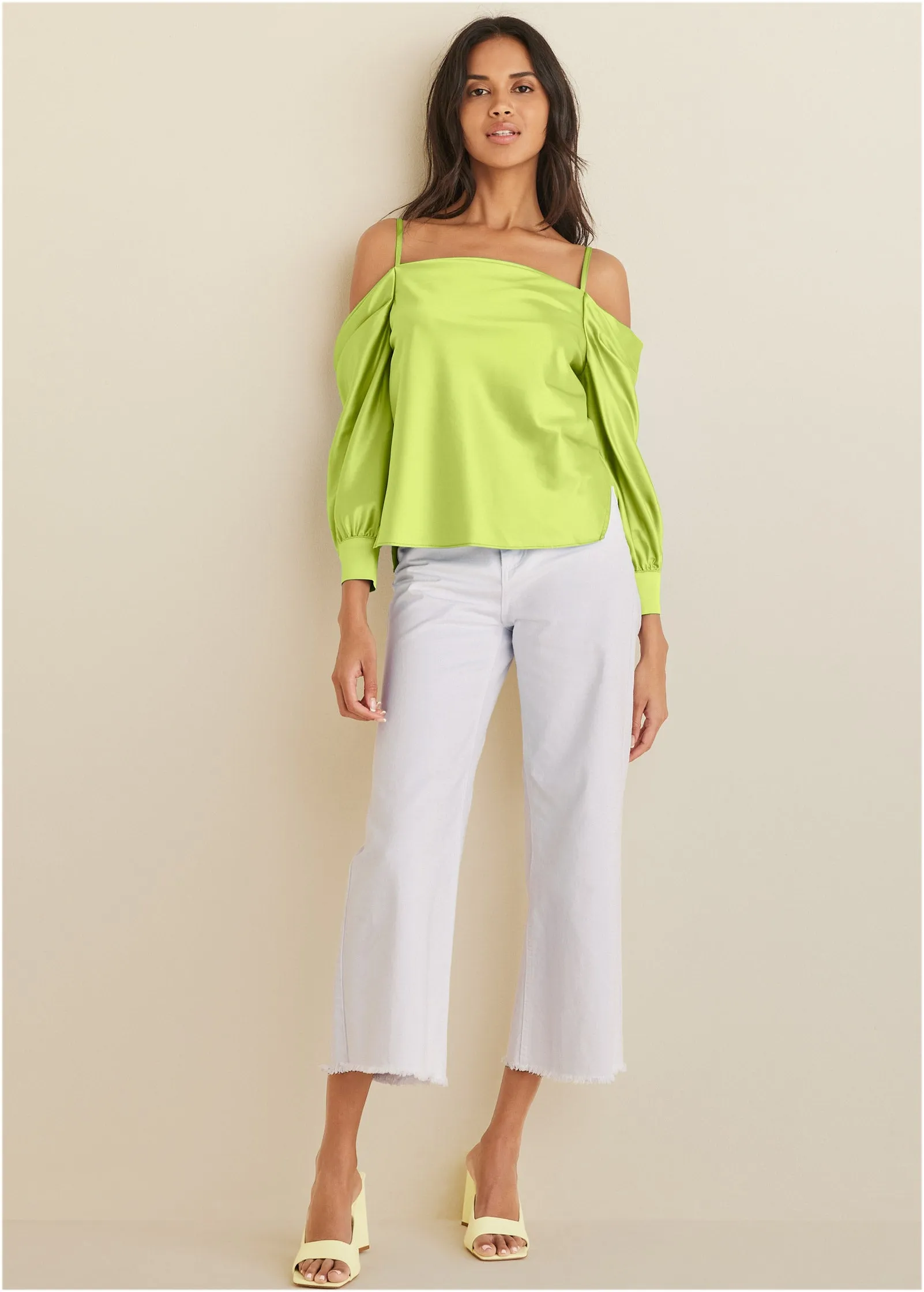 Cold Shoulder Blouse - Lime
