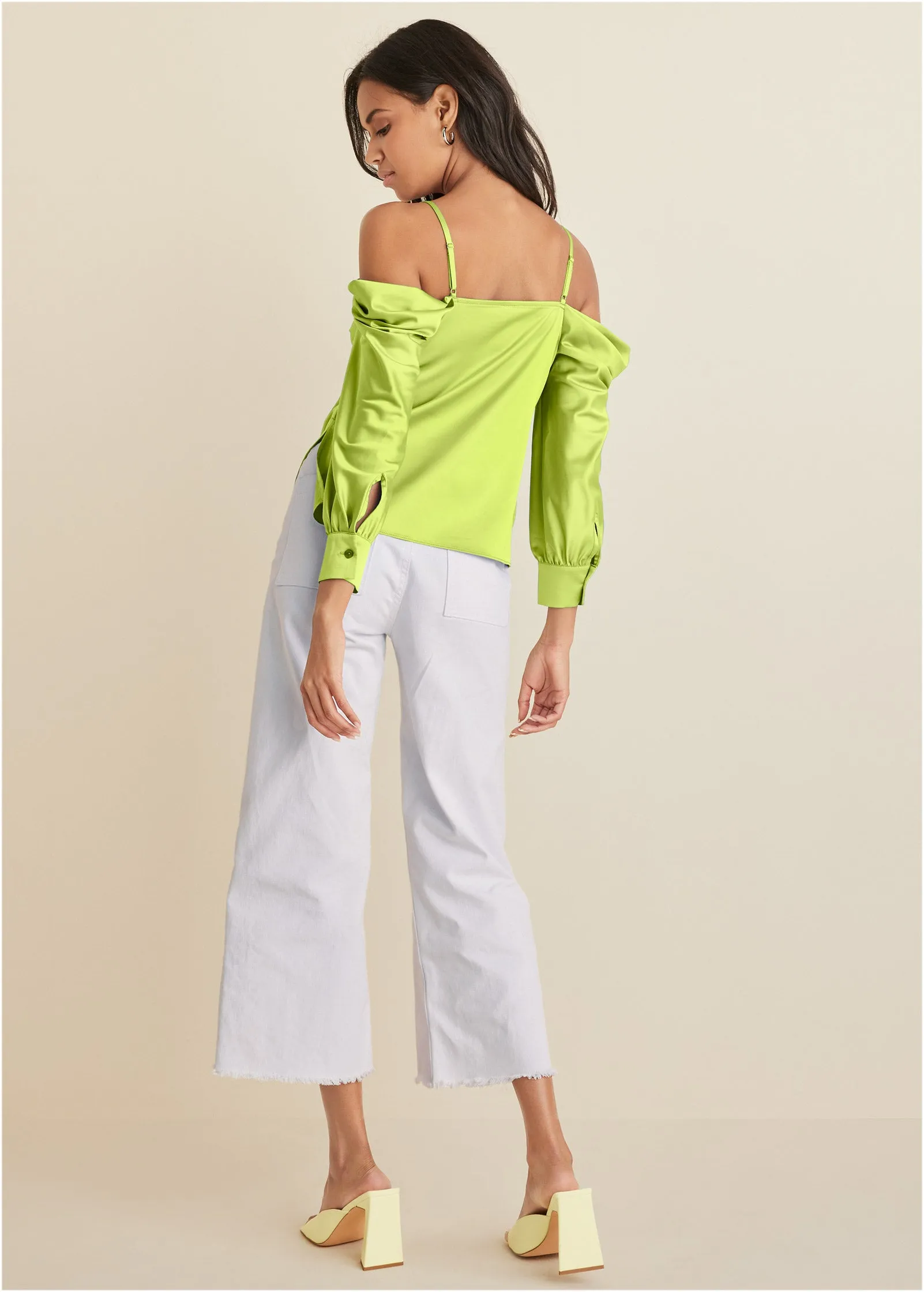 Cold Shoulder Blouse - Lime