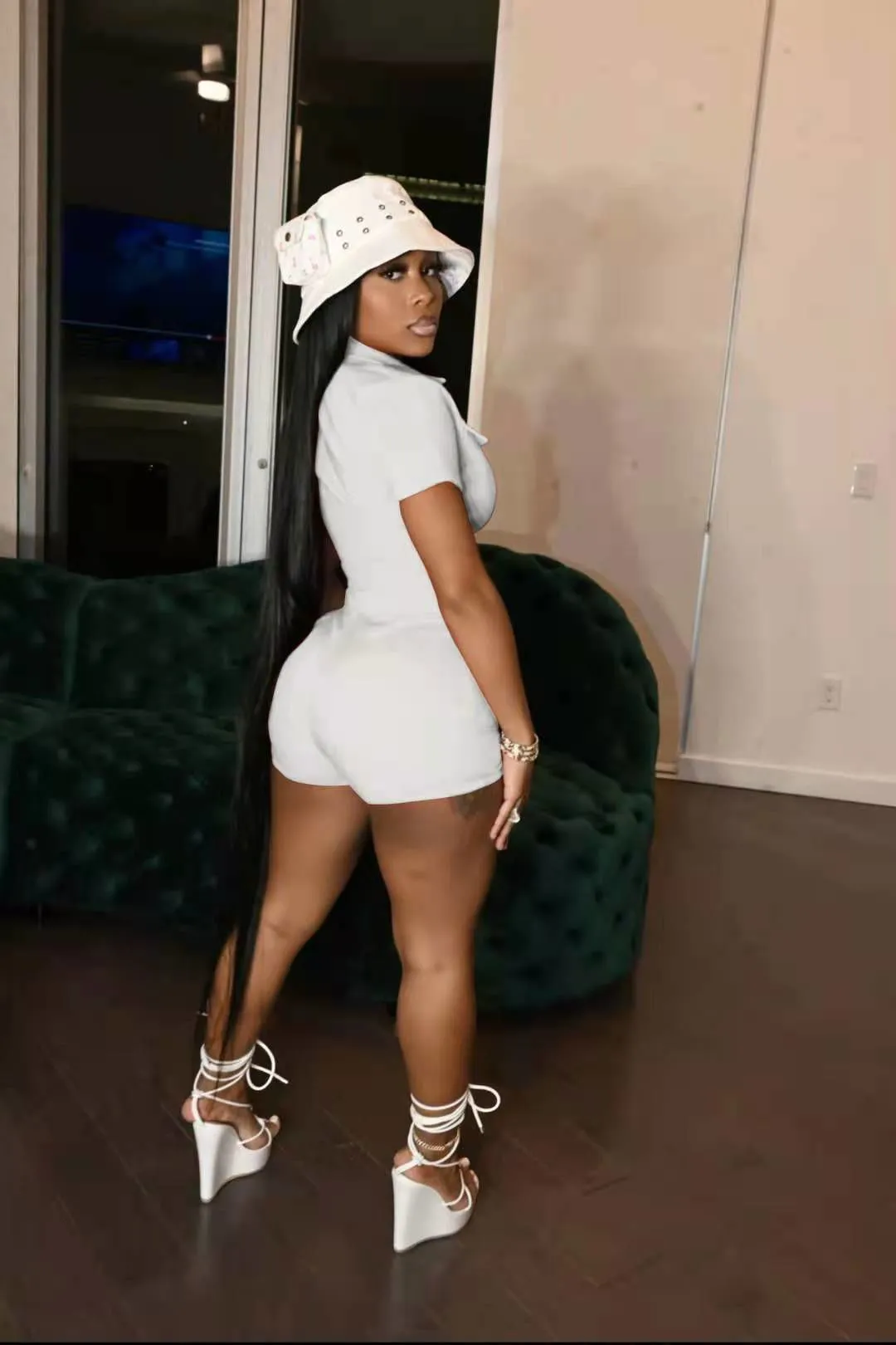 Collared Body Enhancing Cotton Mini Rompers