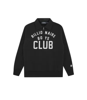 COLLARED HALF ZIP SWEATER - BLACK