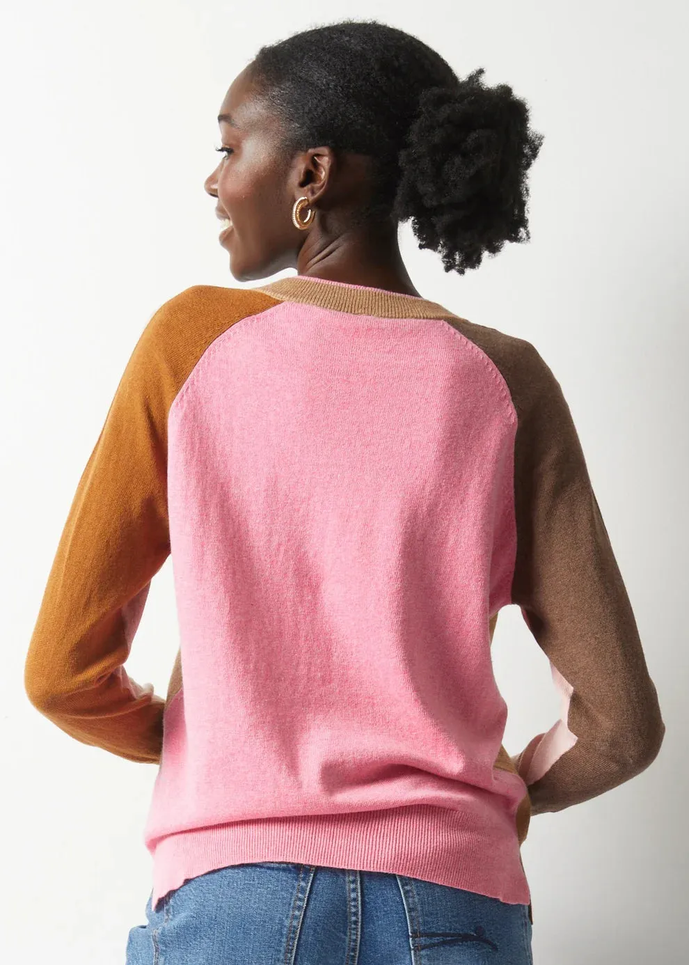 College V-Neck Top in Cookie