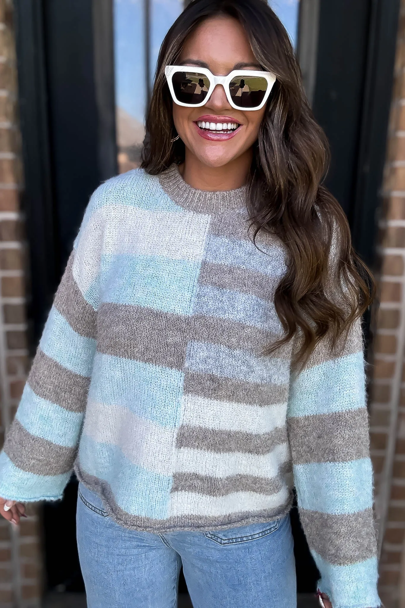 Color Block Long Sleeve Sweater Top