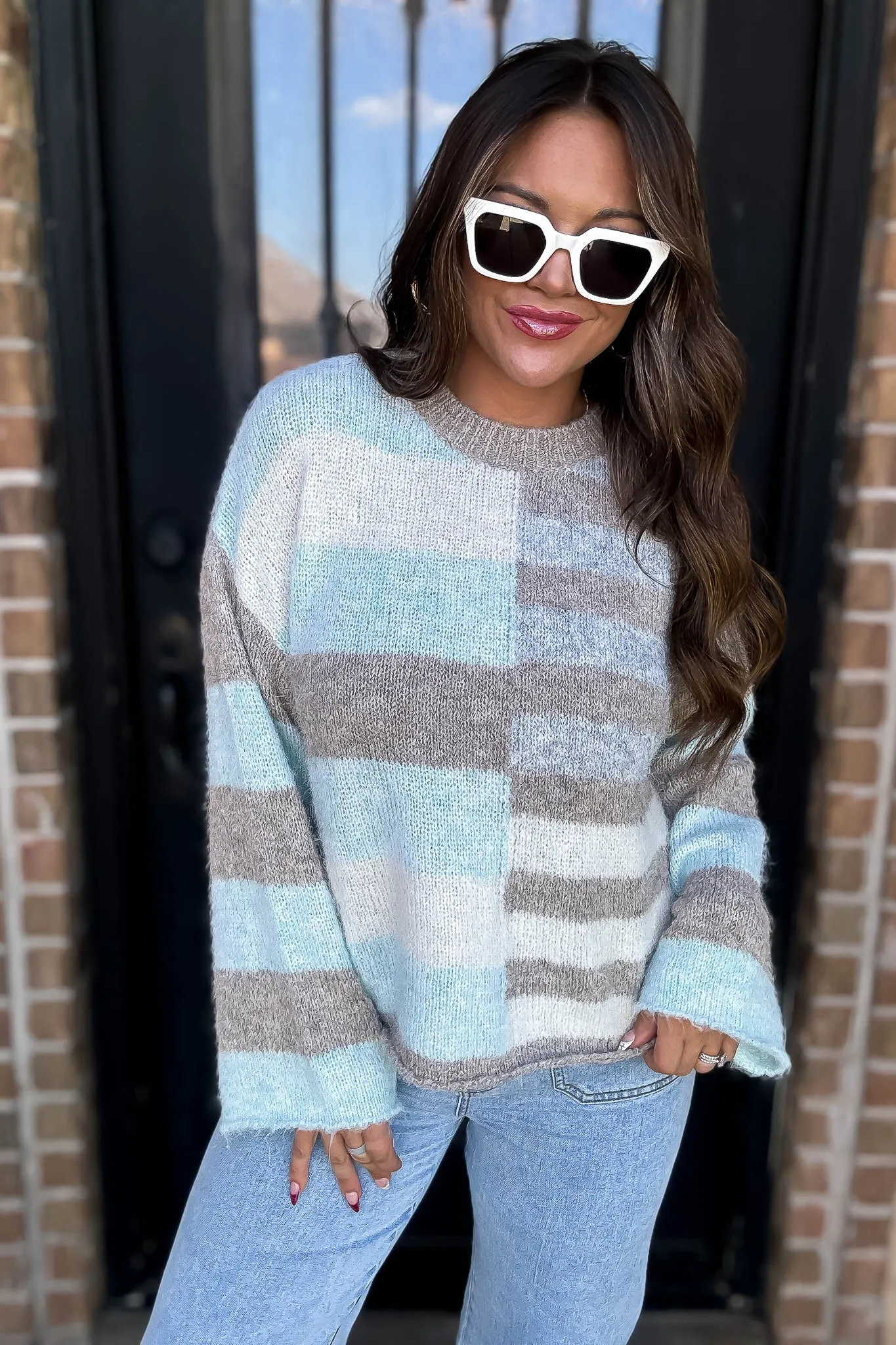Color Block Long Sleeve Sweater Top