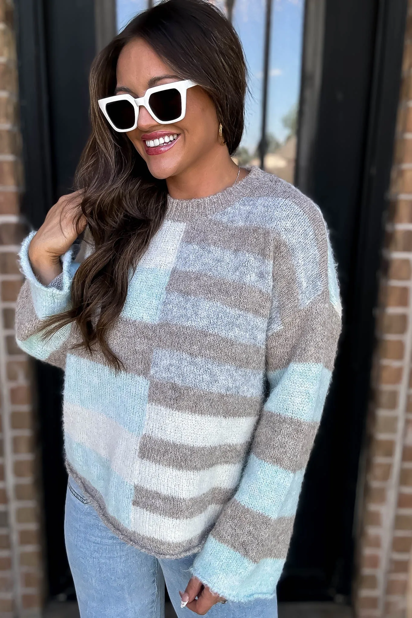 Color Block Long Sleeve Sweater Top