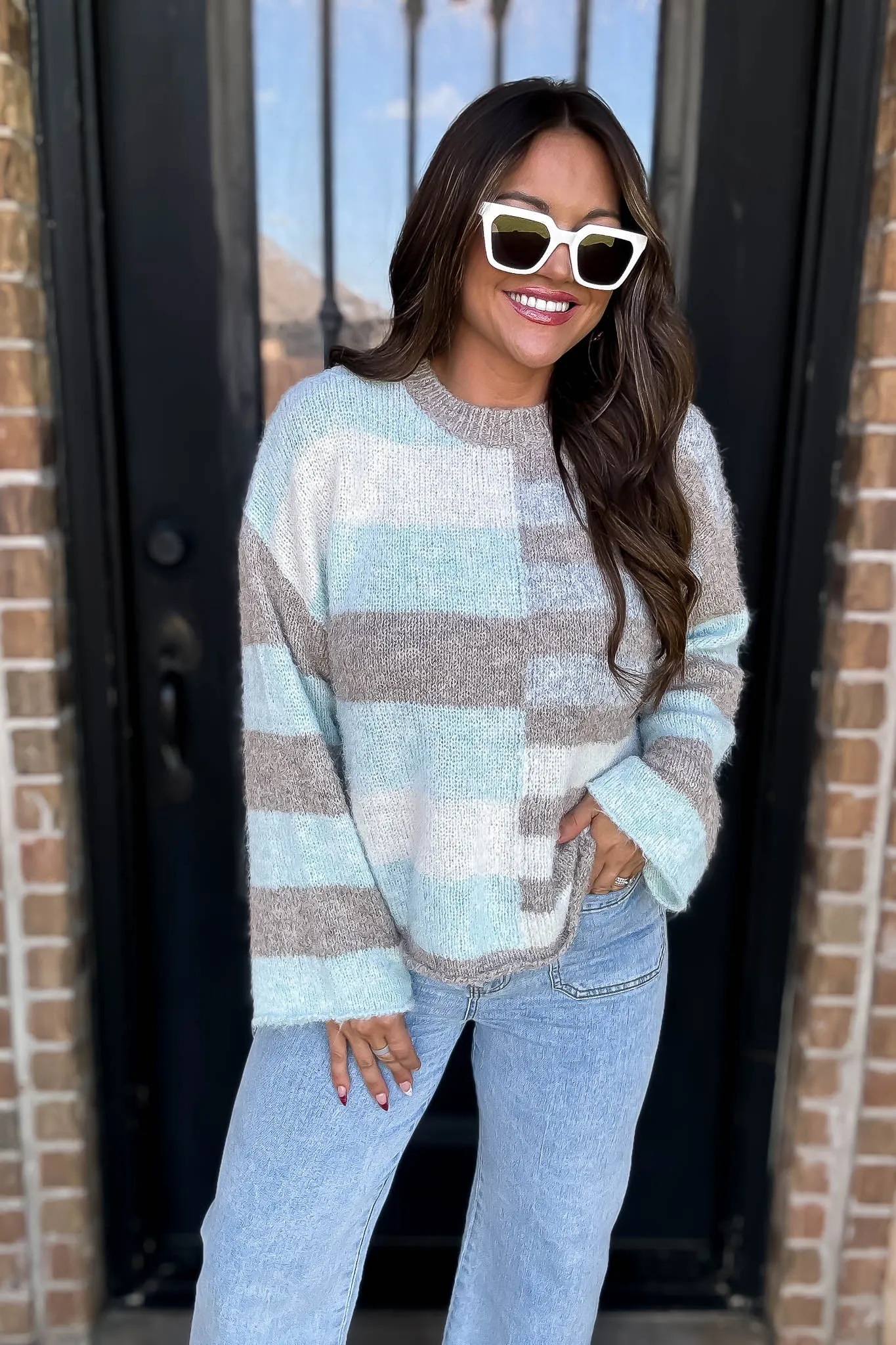 Color Block Long Sleeve Sweater Top