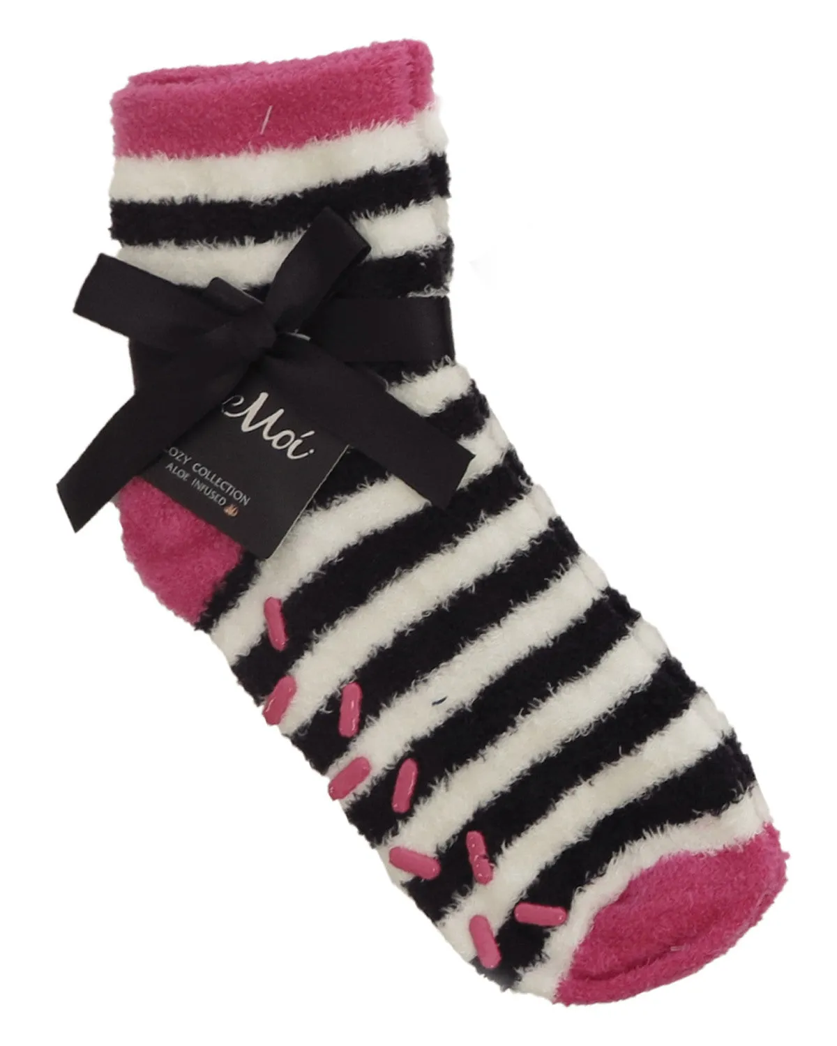 Colorblock Fuzzy Non-Skid Socks with Aloe
