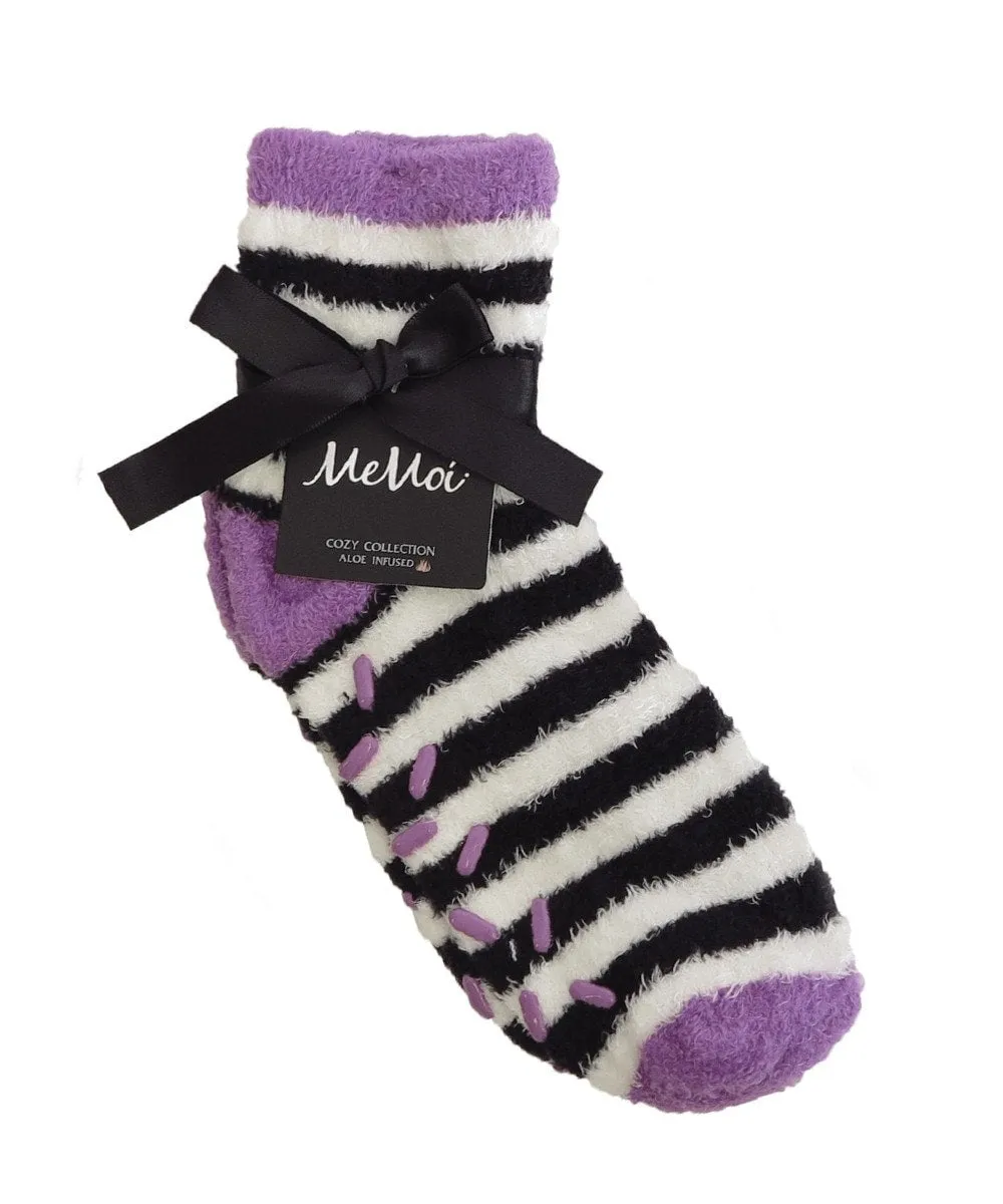 Colorblock Fuzzy Non-Skid Socks with Aloe