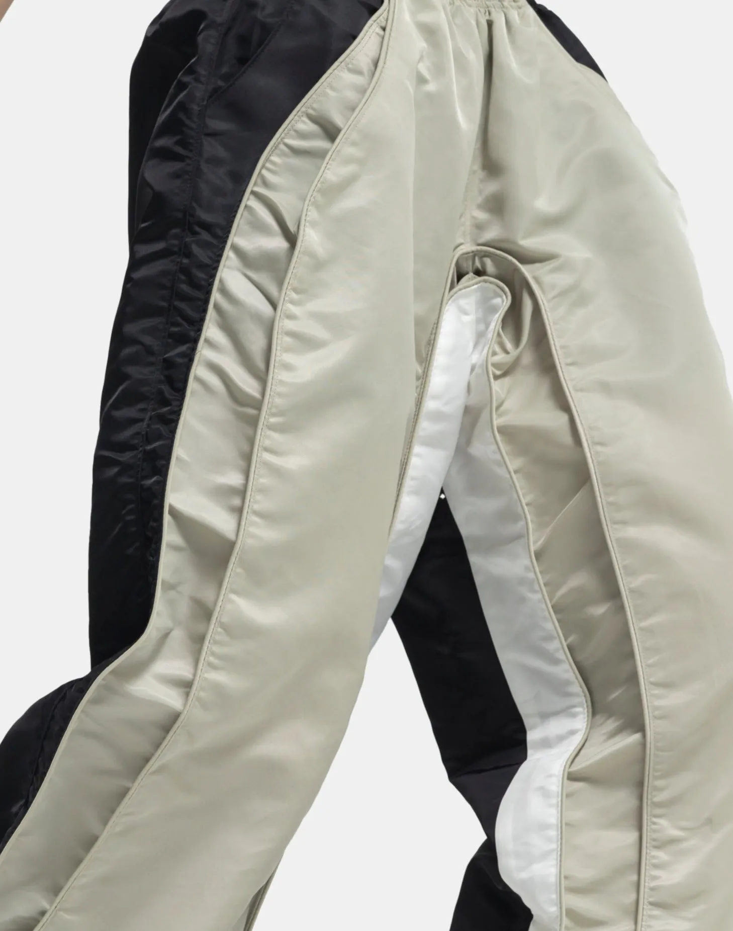 Colorblocked Nylon Pants in Off-White and Black