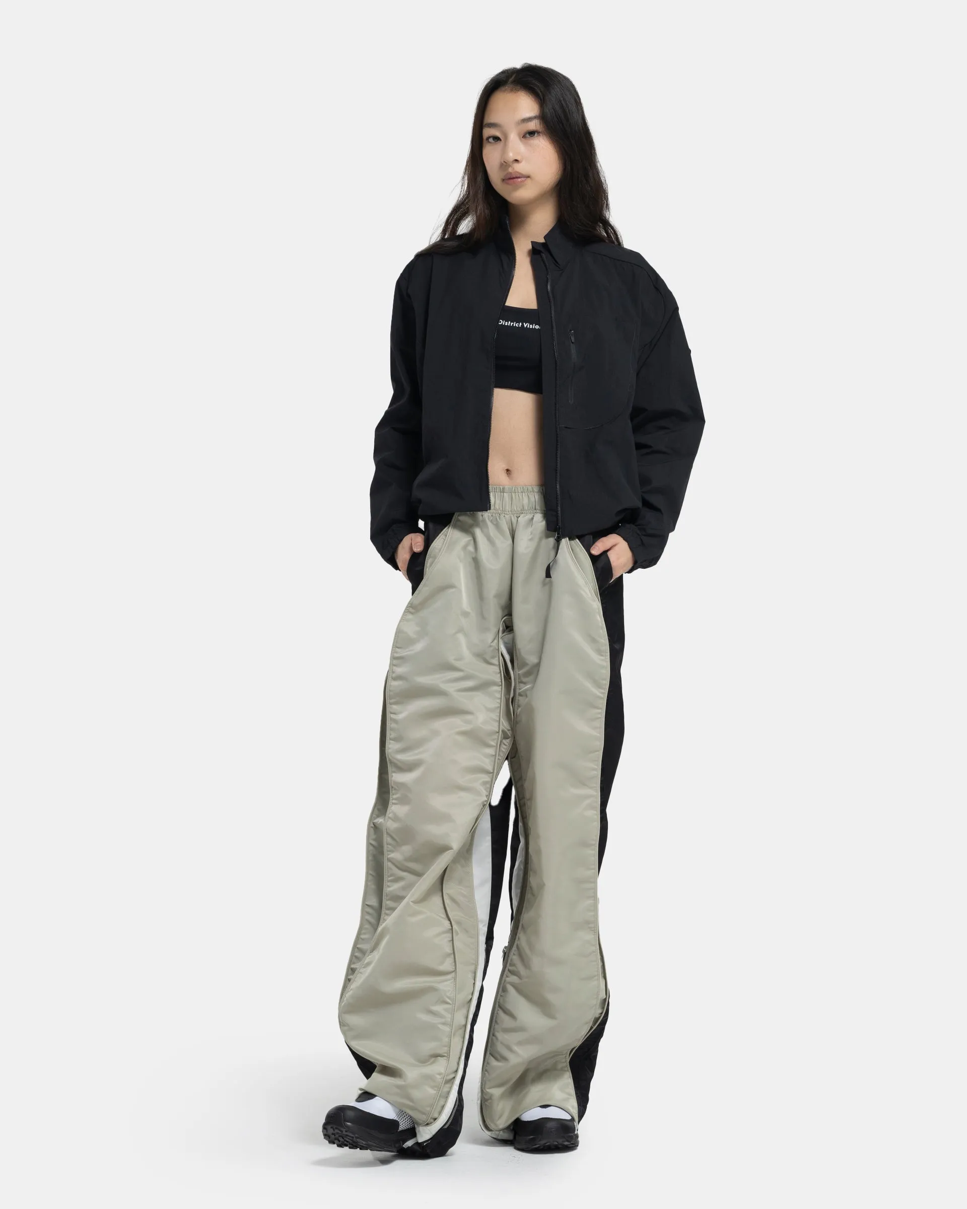 Colorblocked Nylon Pants in Off-White and Black
