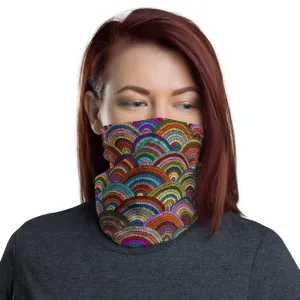 Colorful Rainbow japan abstract geometric waves neck Gaiter scarf mask, reusable washable fabric tube Face cover scarf, headband, unisex