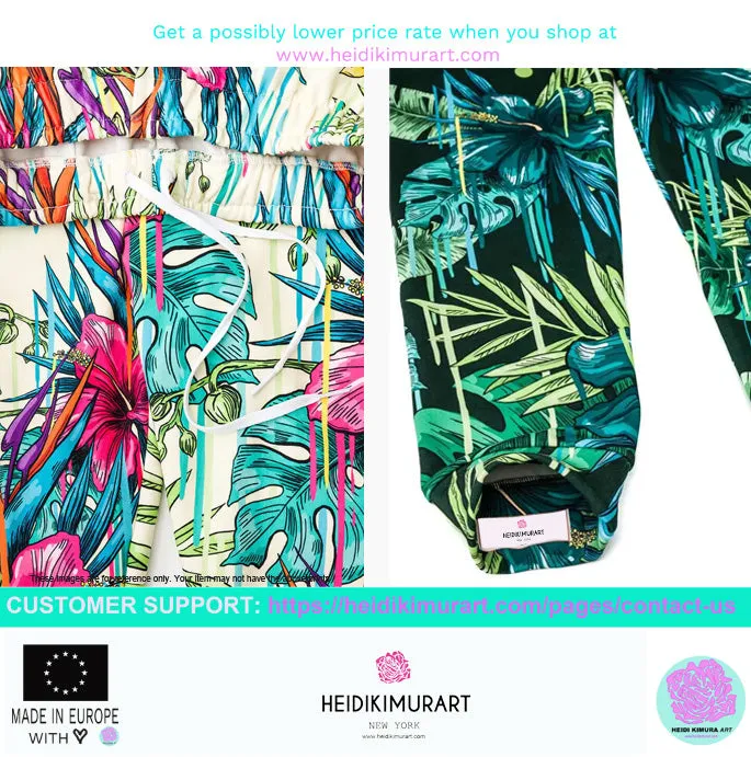 Colorful Waves Men's Joggers, Japanese Wavy Abstract Premium Slim Fit Sweatpants-Made in EU