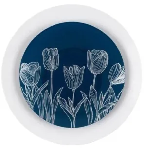 Combo set 10.25in. & 7.5in. Navy & White Tulip Round Plastic Dinnerware Set