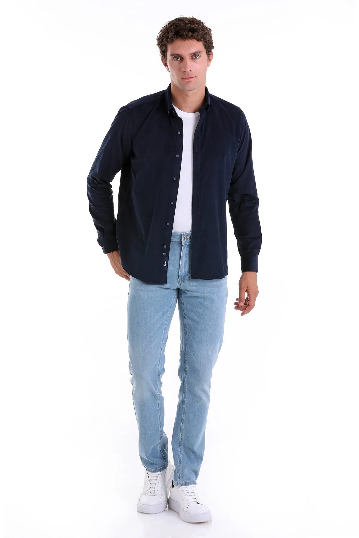 Comfort Fit 100% Cotton Navy Casual Shirt