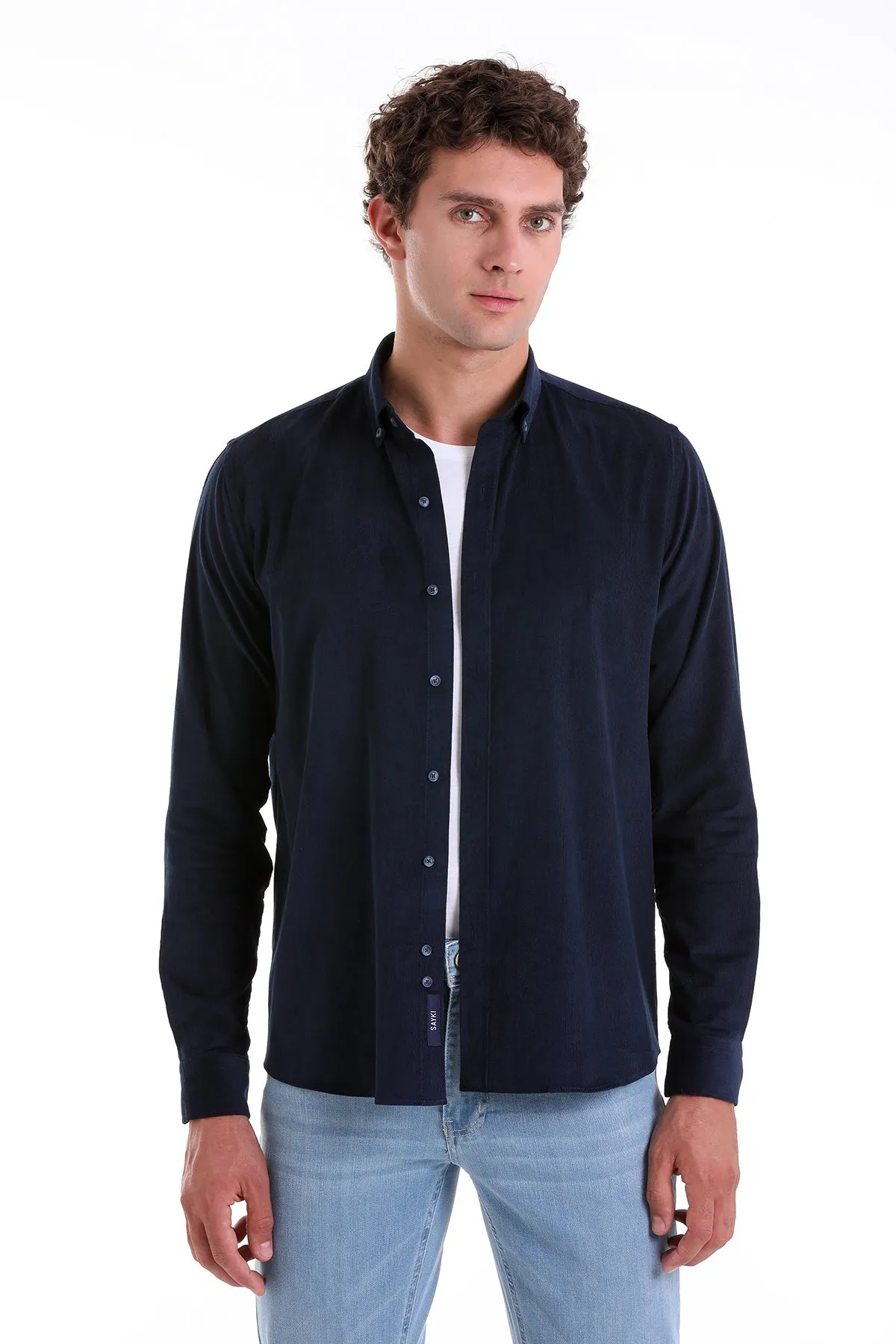 Comfort Fit 100% Cotton Navy Casual Shirt